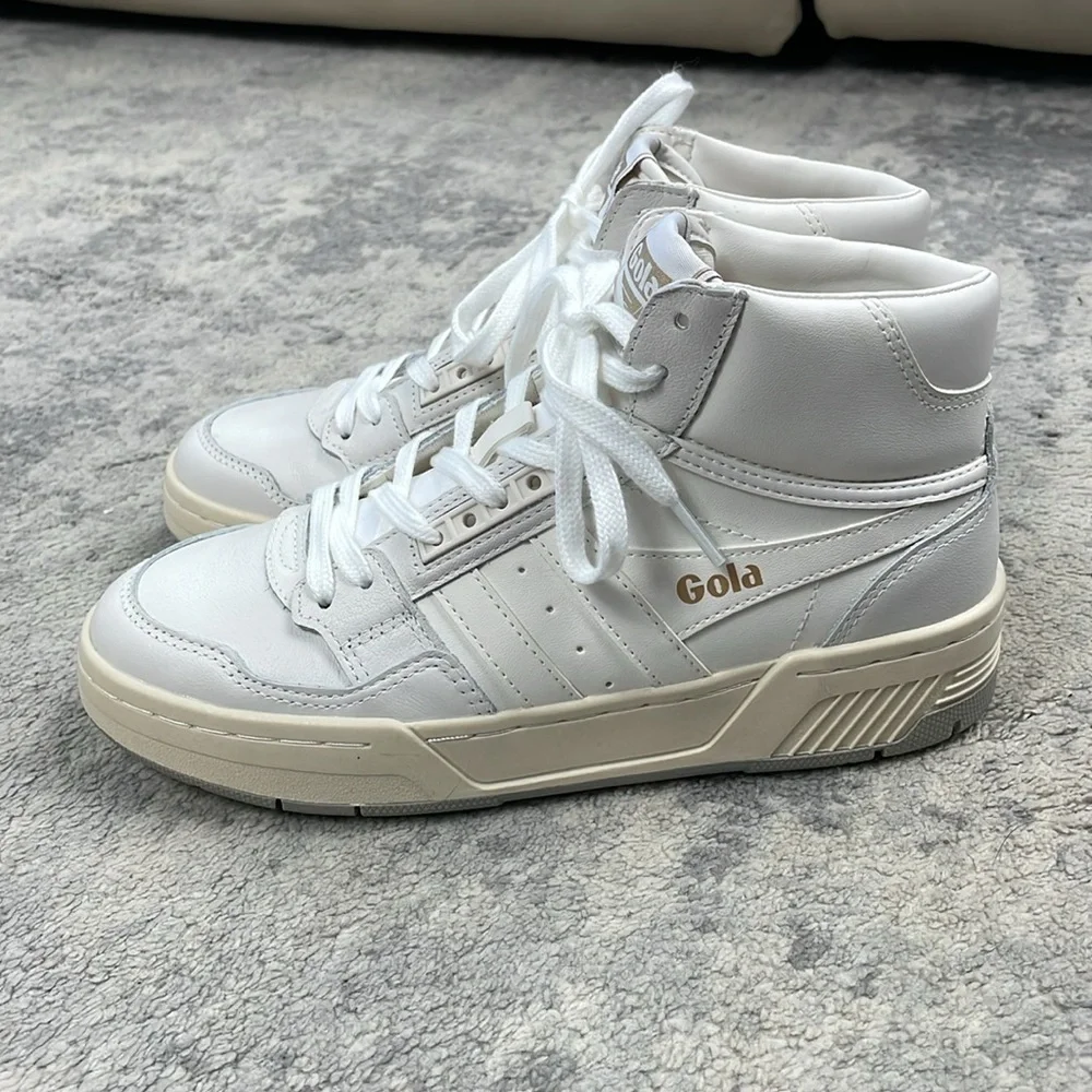 NIB Gola Challenge High Sneakers White Leather Hi Top Retro 80s Style Sz 6.5